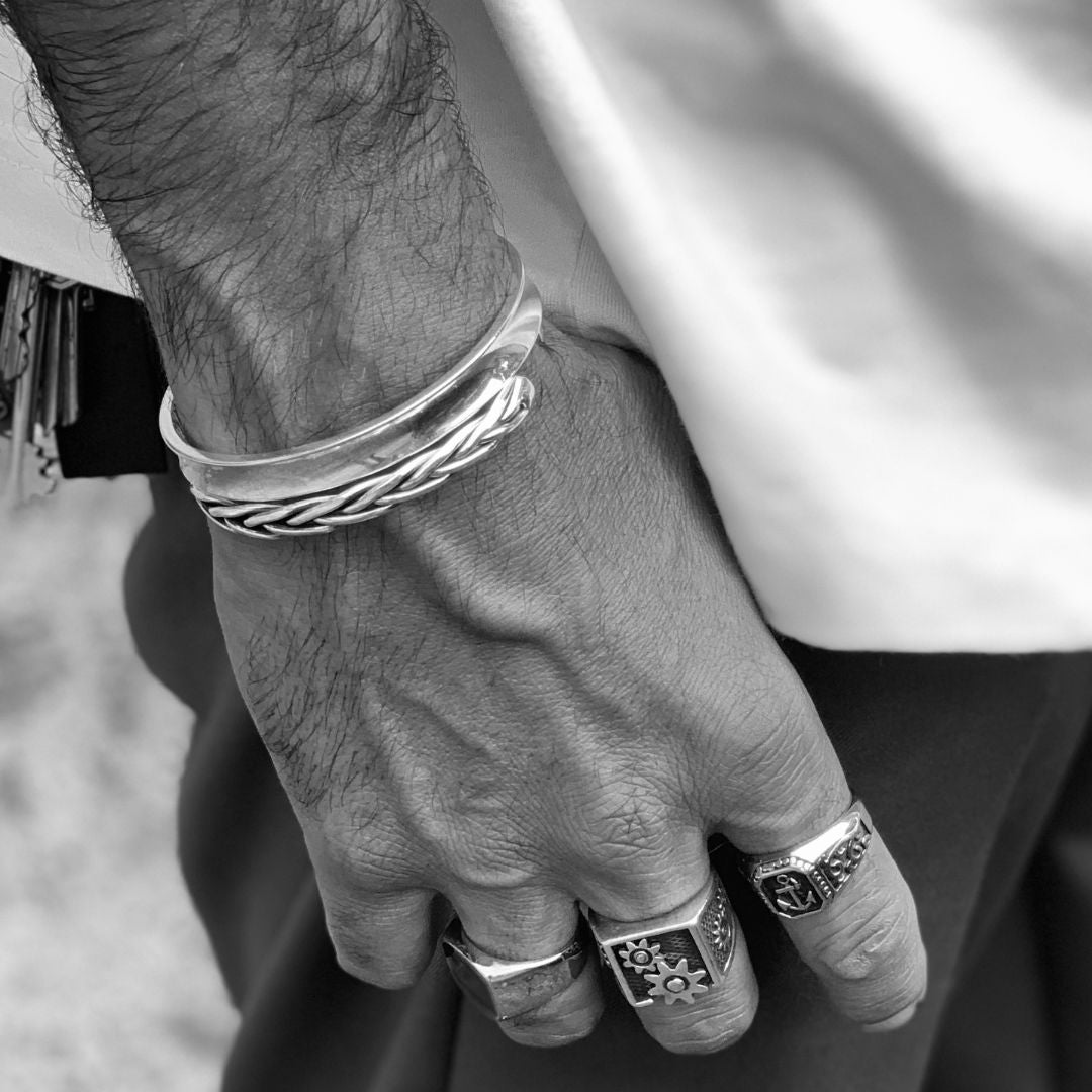 THE WOVEN BANGLE. - 925 STERLING SILVER