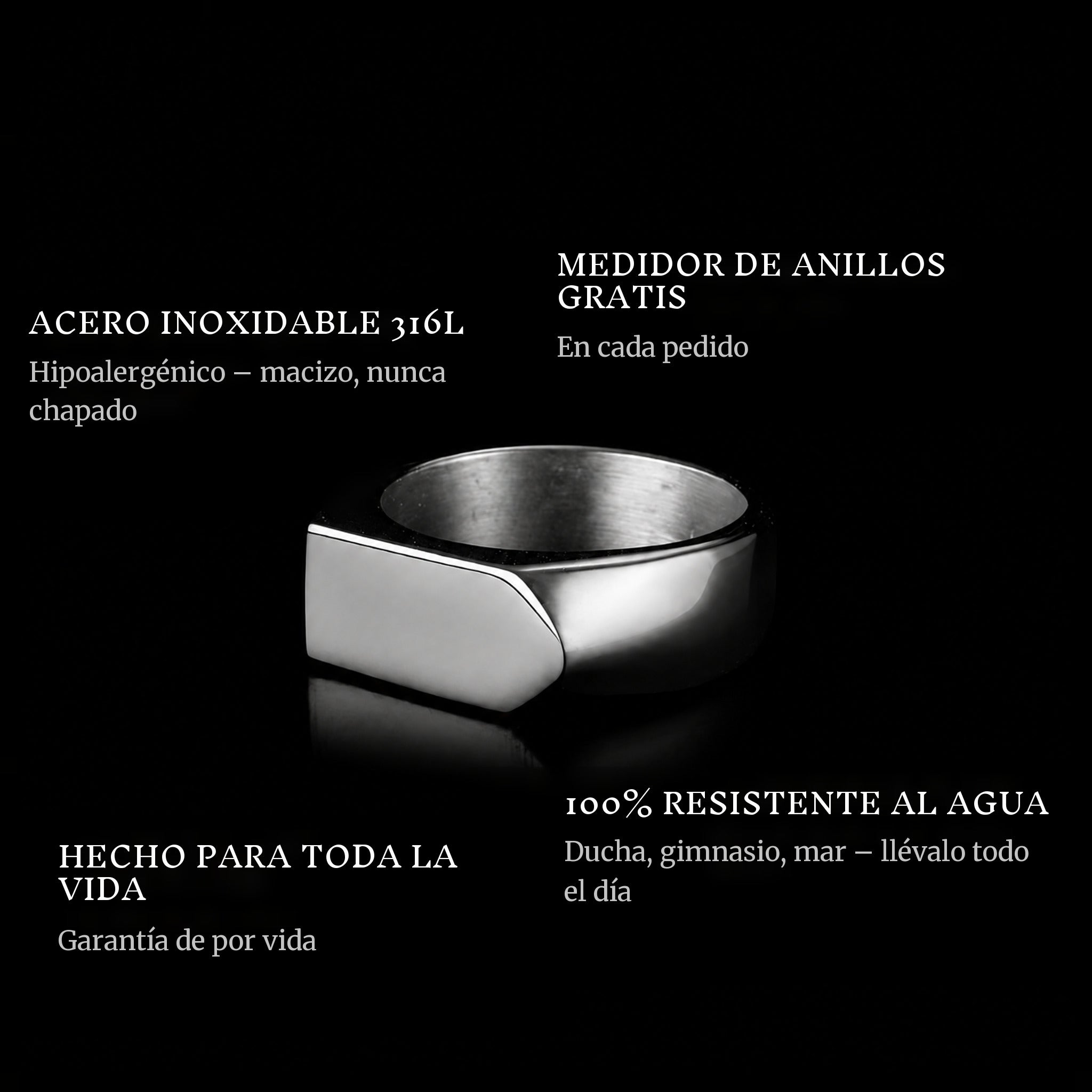 Arrow ring features: 316L stainless steel, free ring sizer in every order, 100% waterproof, lifetime guarantee