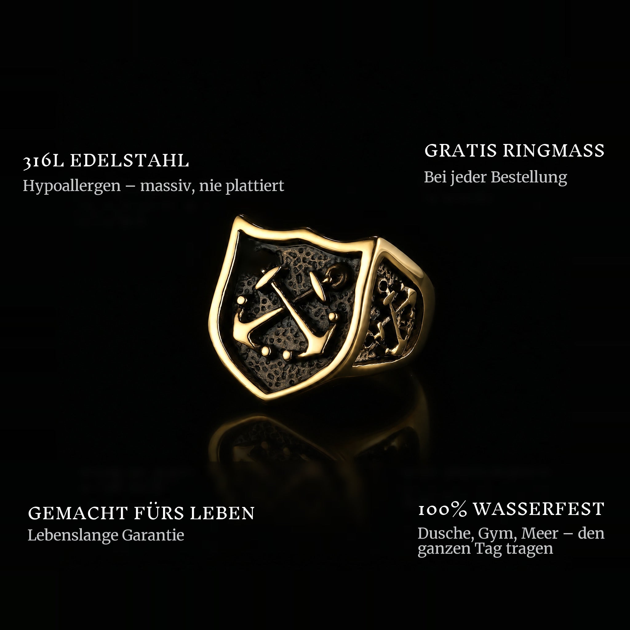 Don'T Cross.- Gold ring features: 316L stainless steel, free ring sizer in every order, 100% waterproof, lifetime guarantee