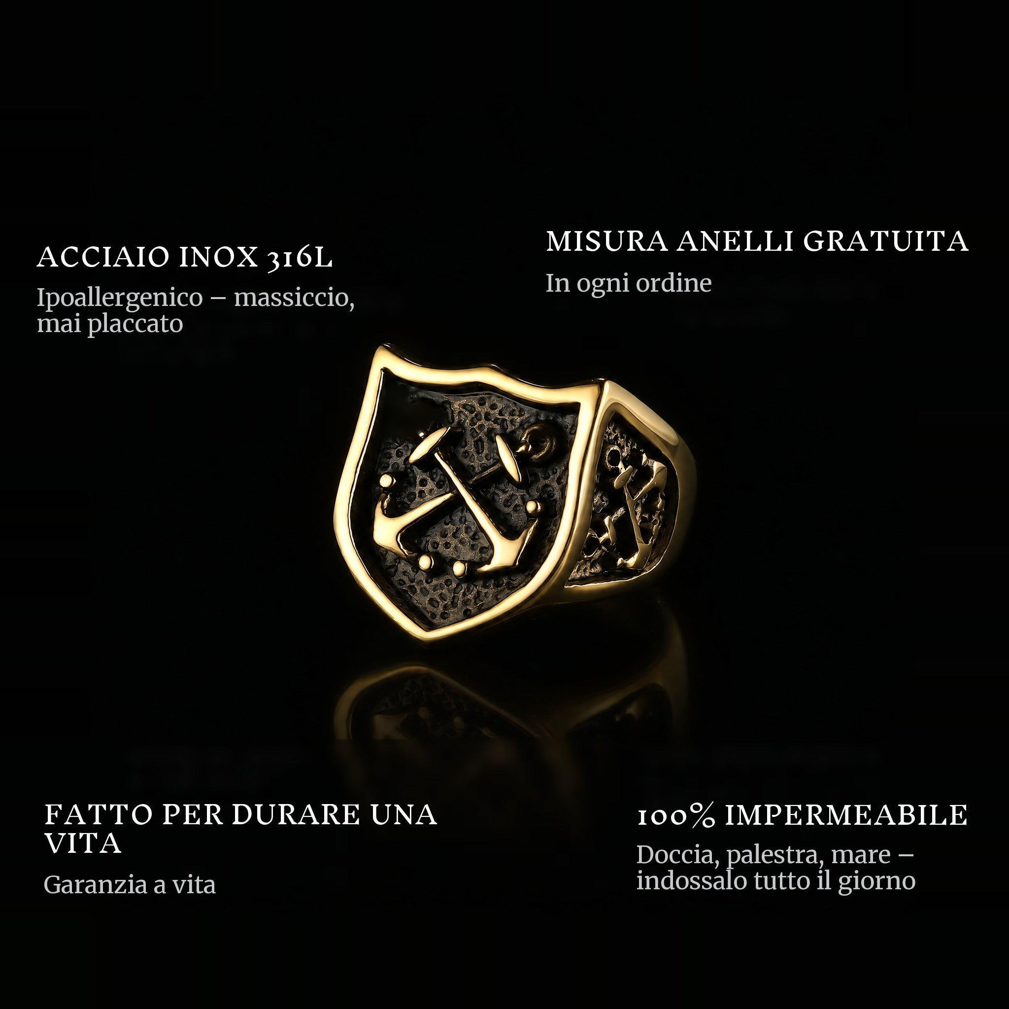 Don'T Cross.- Gold ring features: 316L stainless steel, free ring sizer in every order, 100% waterproof, lifetime guarantee