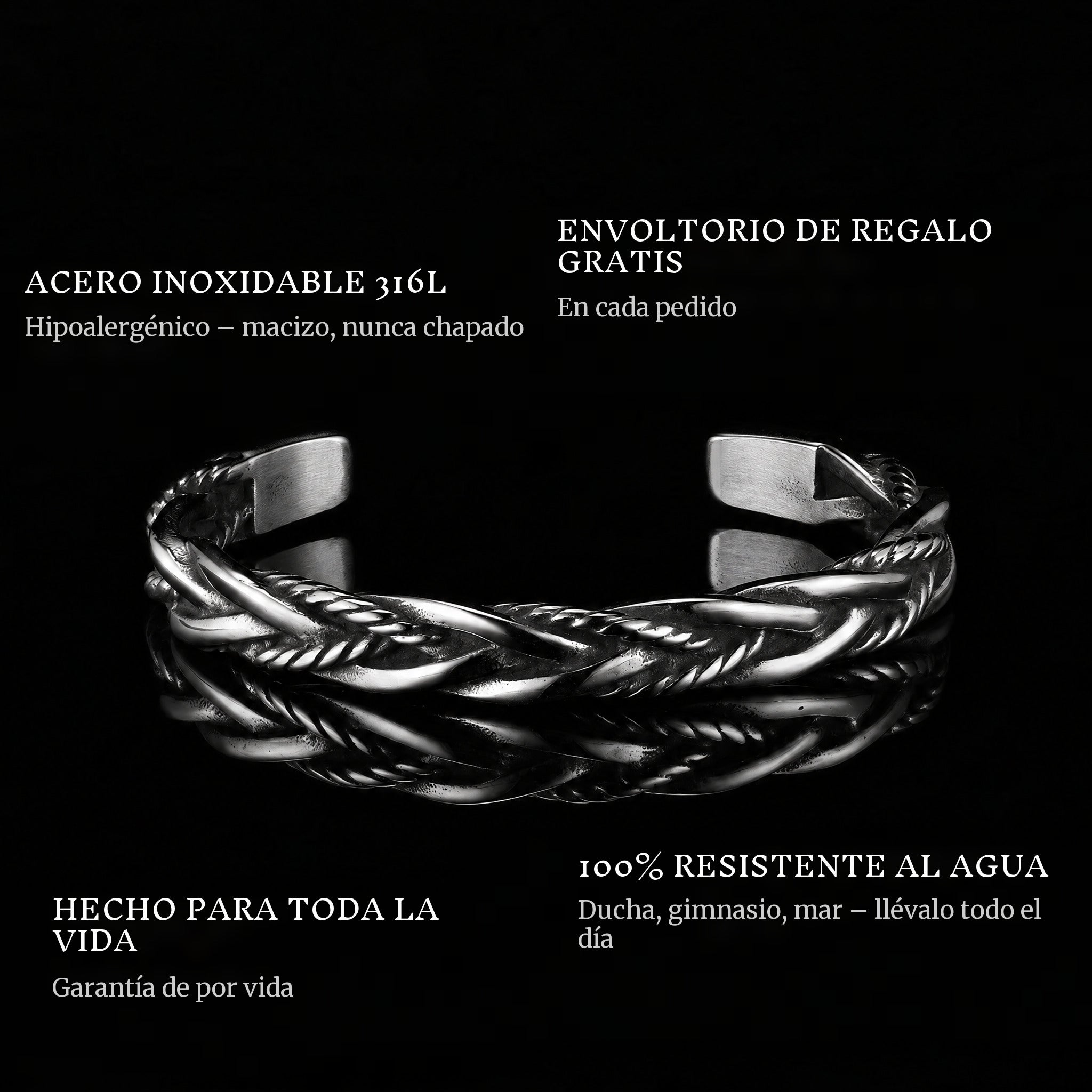 Loyalty features: 316L stainless steel, free gift packaging, 100% waterproof, lifetime guarantee