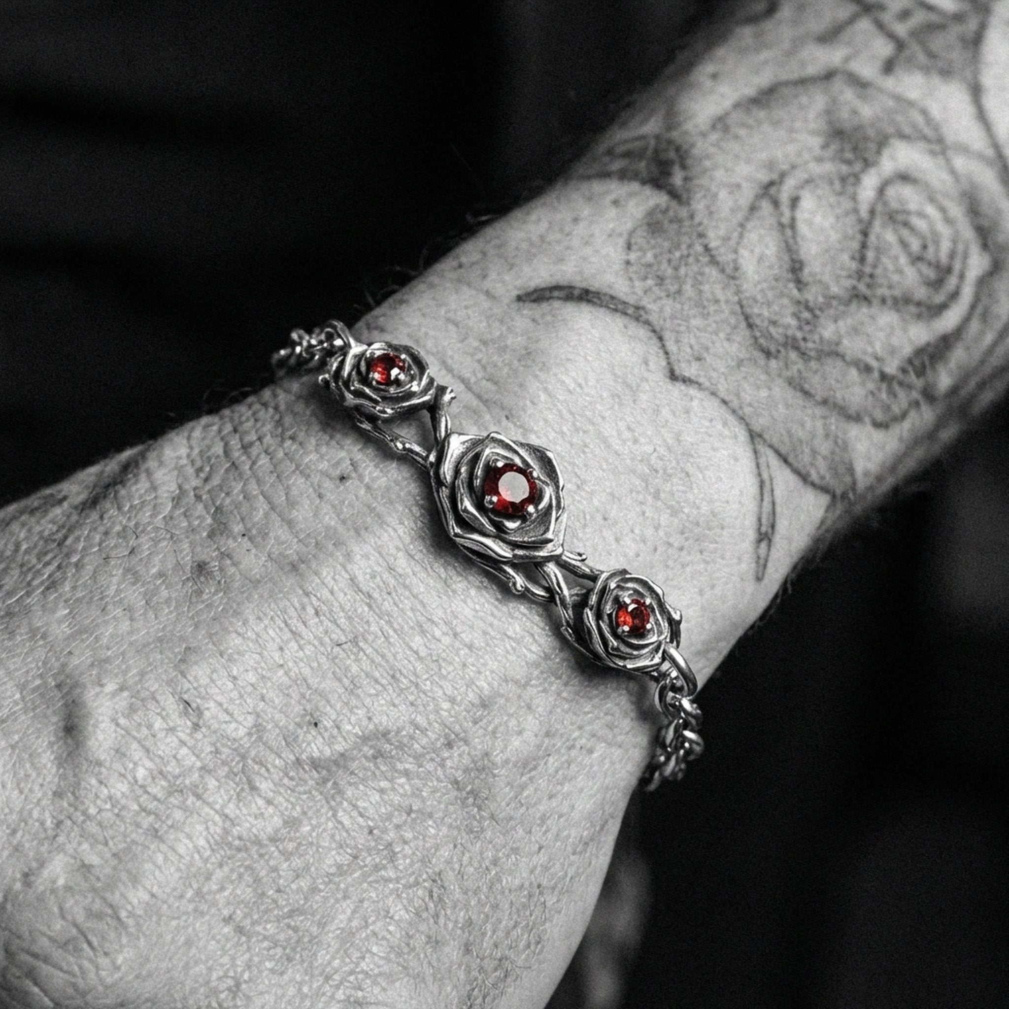 RED ROSES. - 925 STERLING SILVER