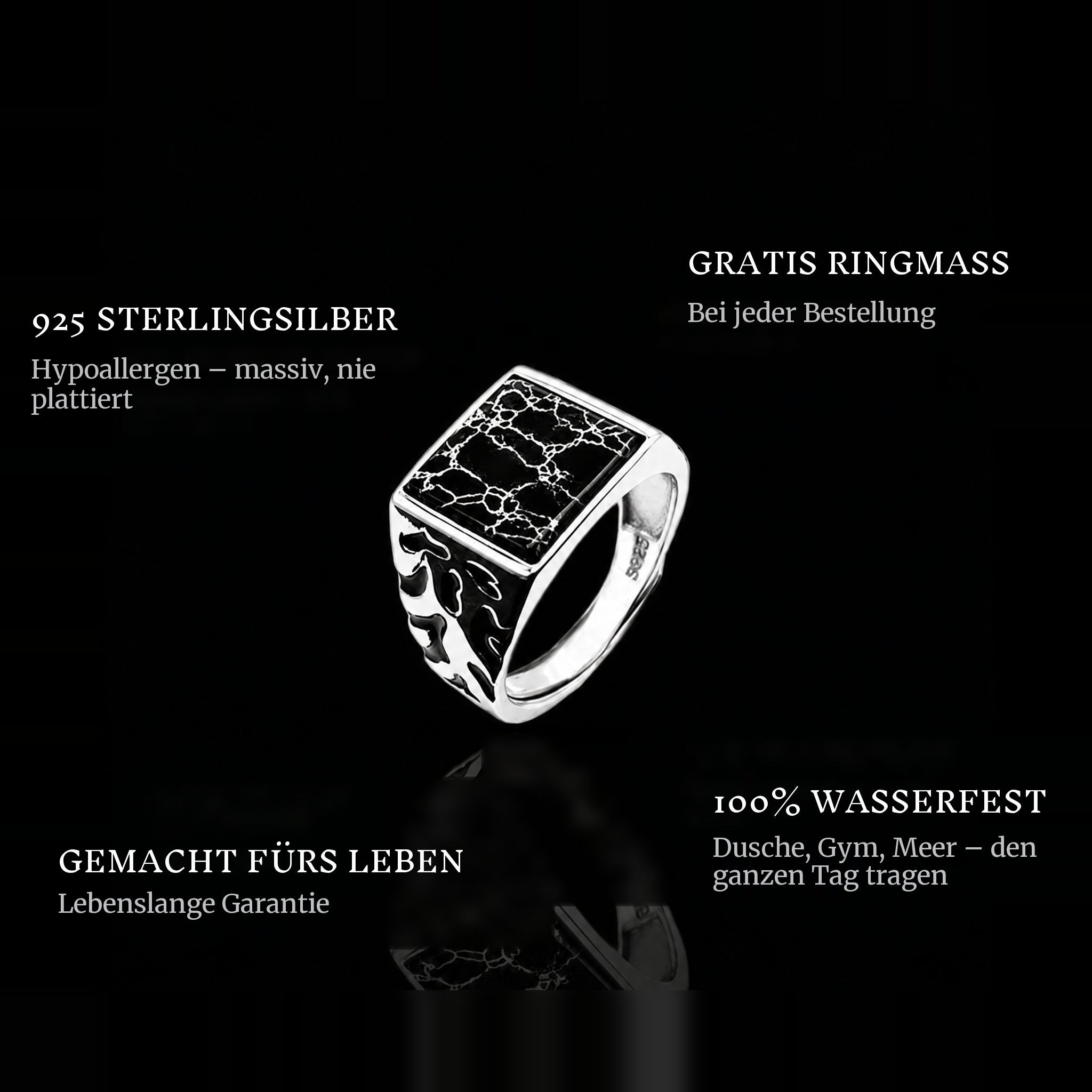 Scratched ring features: 925 sterling silver, free ring sizer in every order, 100% waterproof, lifetime guarantee