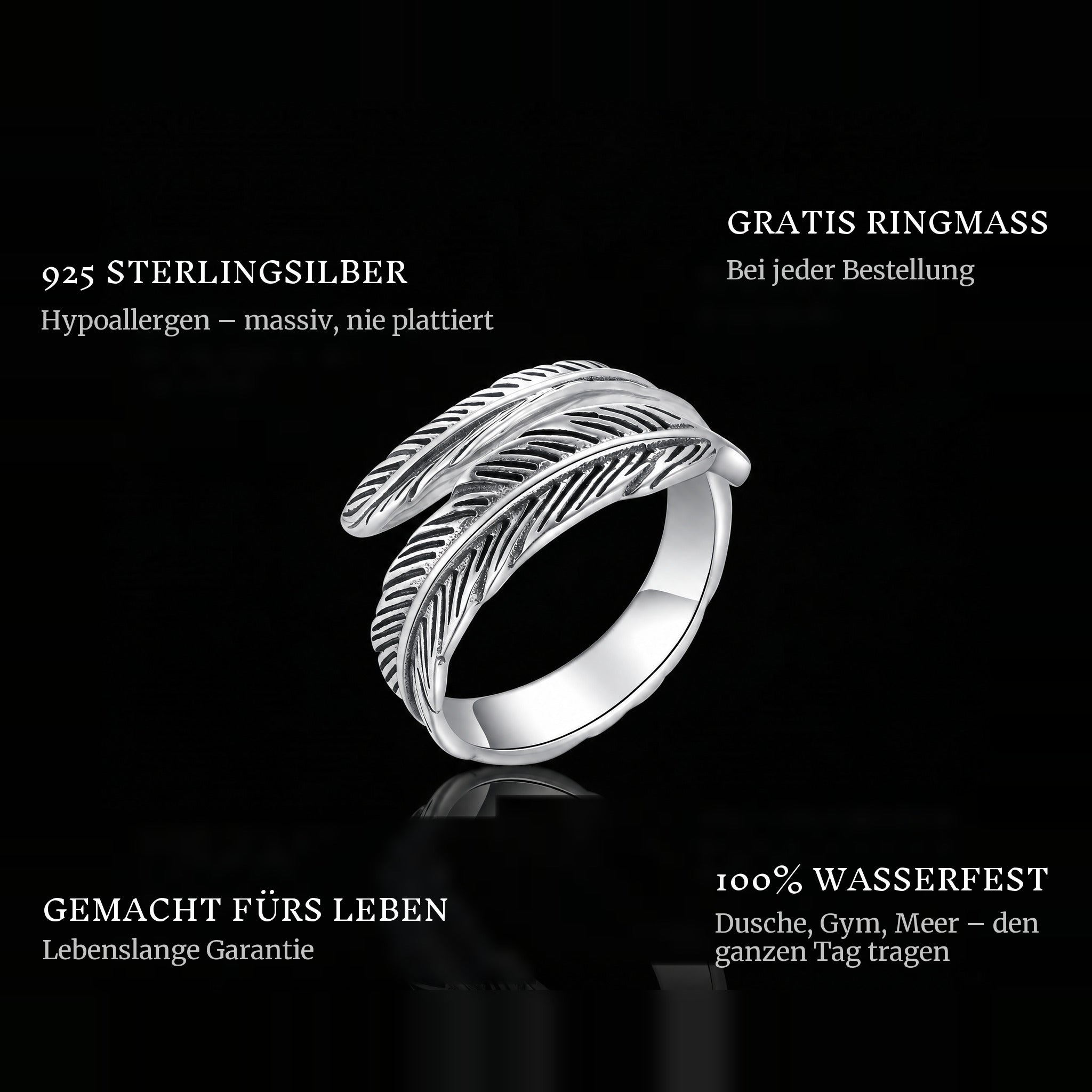 Dodo ring features: 925 sterling silver, free ring sizer in every order, 100% waterproof, lifetime guarantee