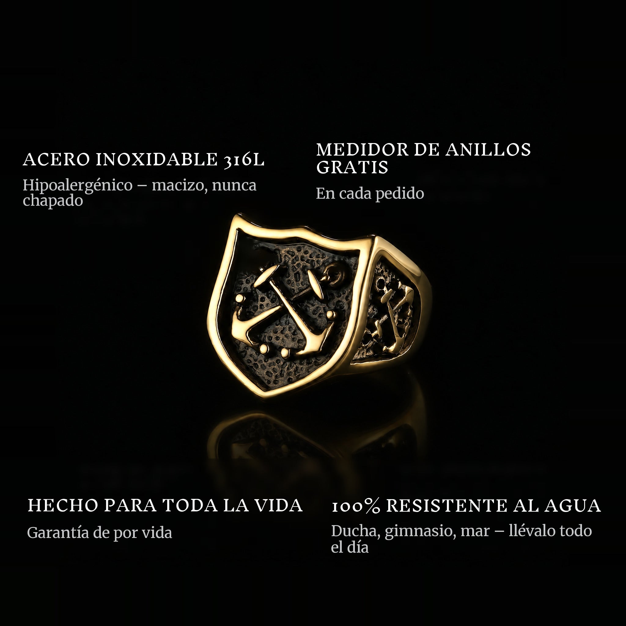 Don'T Cross.- Gold ring features: 316L stainless steel, free ring sizer in every order, 100% waterproof, lifetime guarantee