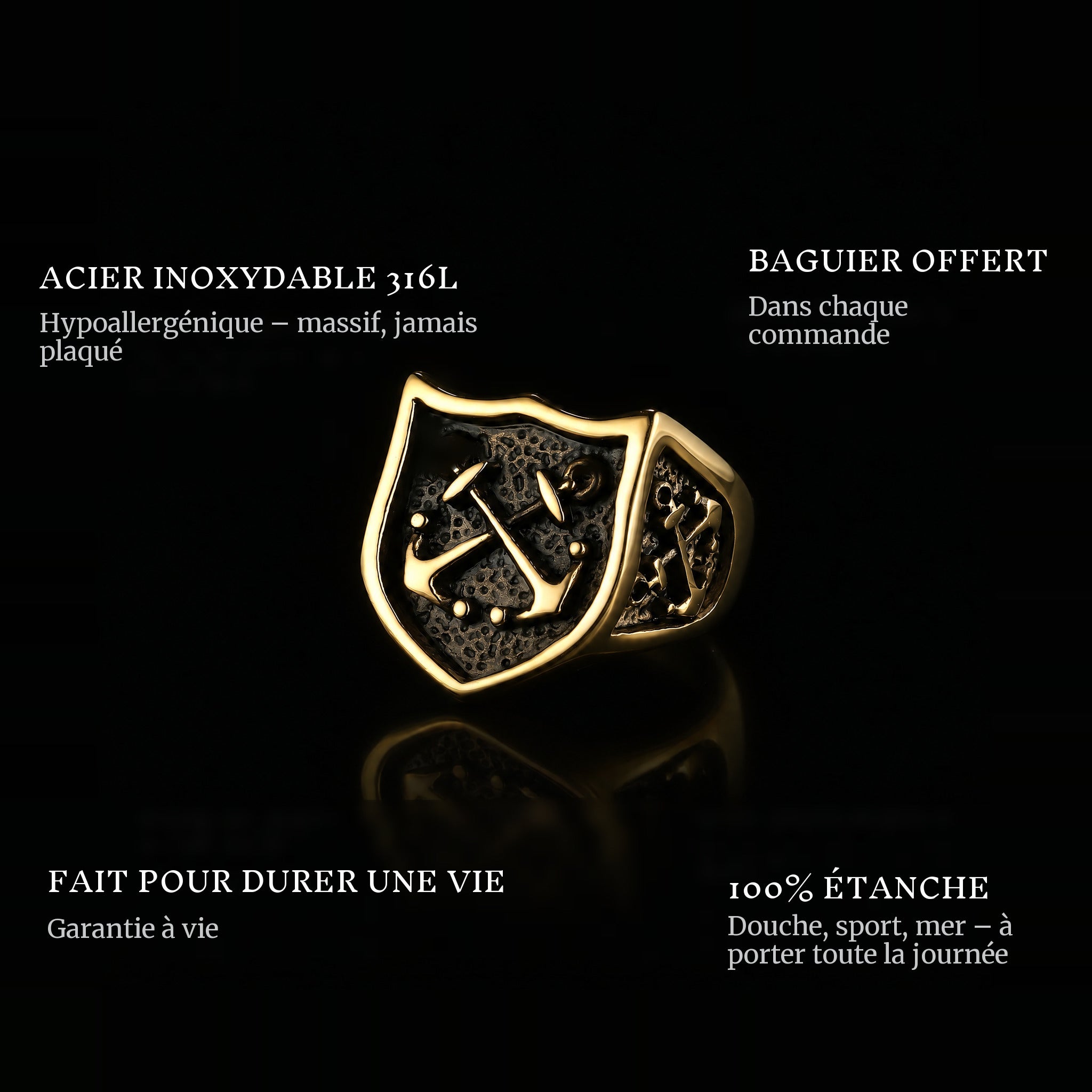 Don'T Cross.- Gold ring features: 316L stainless steel, free ring sizer in every order, 100% waterproof, lifetime guarantee