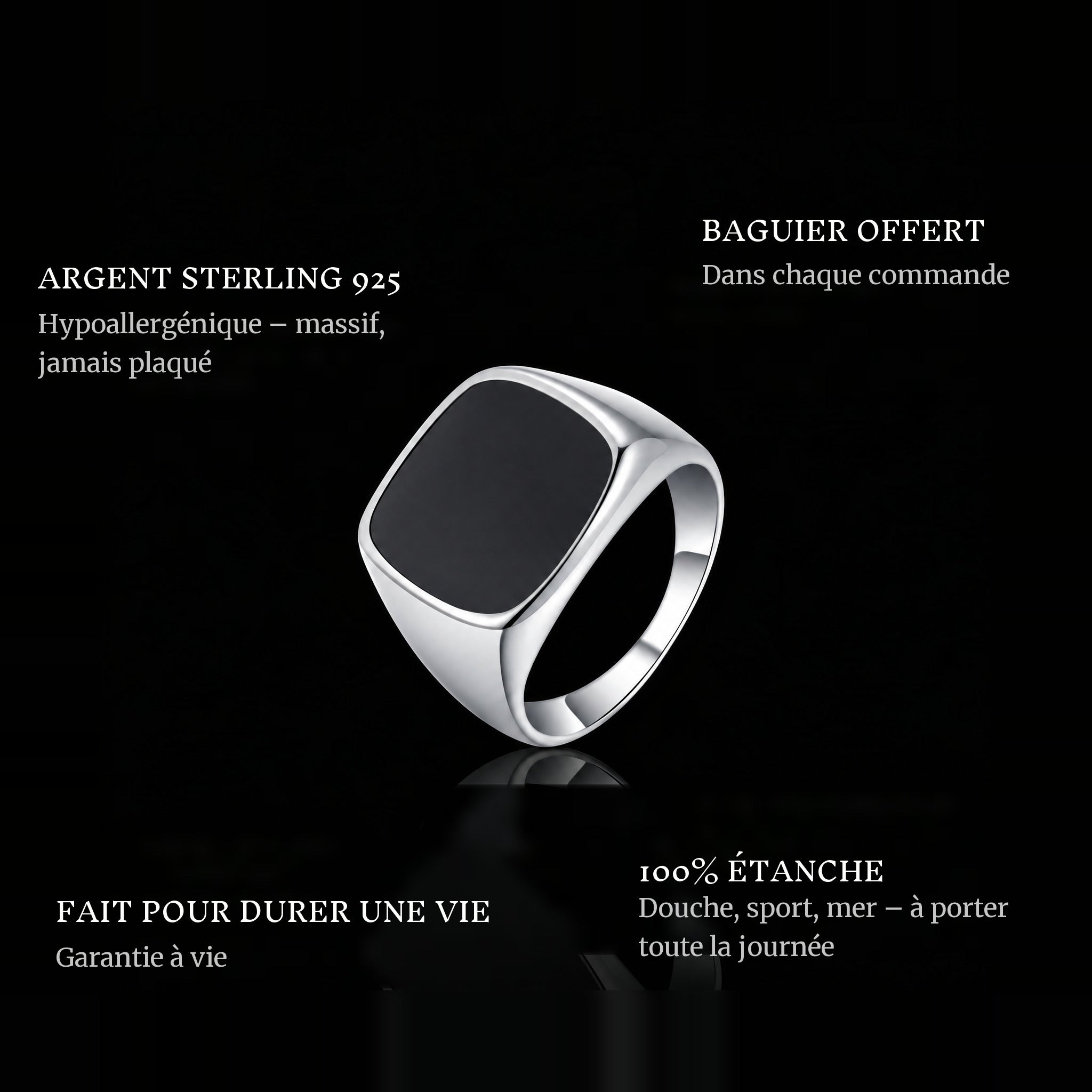 On The Road ring features: 925 sterling silver, free ring sizer in every order, 100% waterproof, lifetime guarantee
