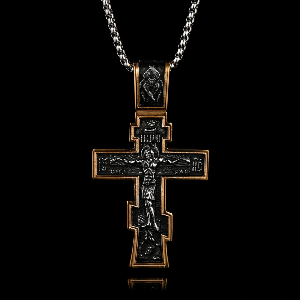 DARK JESUS CROSS GOLD PENDANT | OUTLAWS.AMSTERDAM, image size:1200x1200